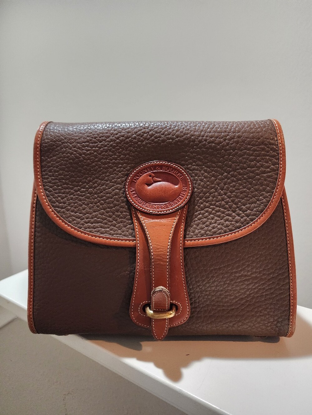 Dooney & Bourke Brown Leather Essex Bag with Tan Trim